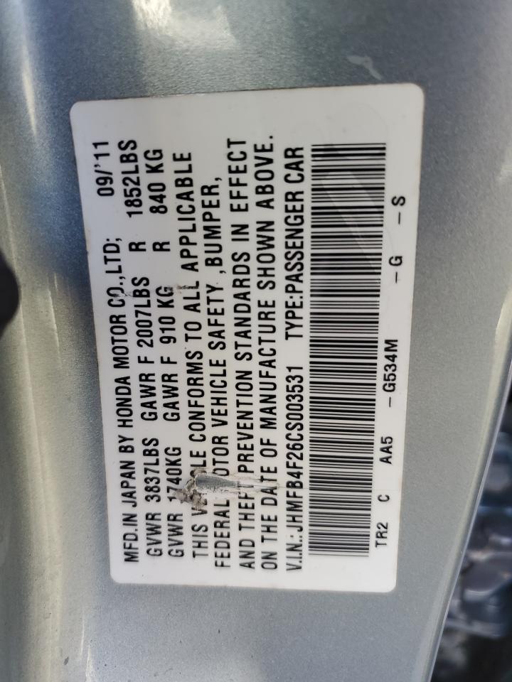 JHMFB4F26CS003531 2012 Honda Civic Hybrid