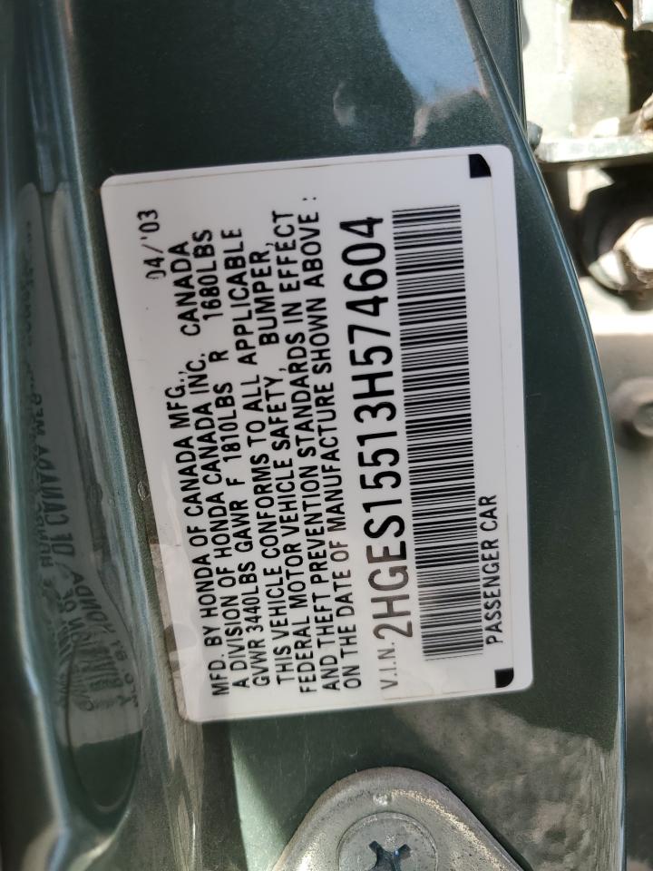 2HGES15513H574604 2003 Honda Civic Lx