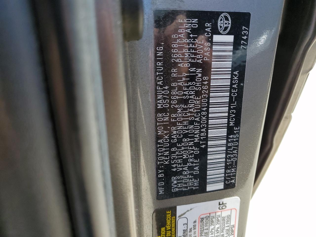 4T1BA30K84U032648 2004 Toyota Camry Se