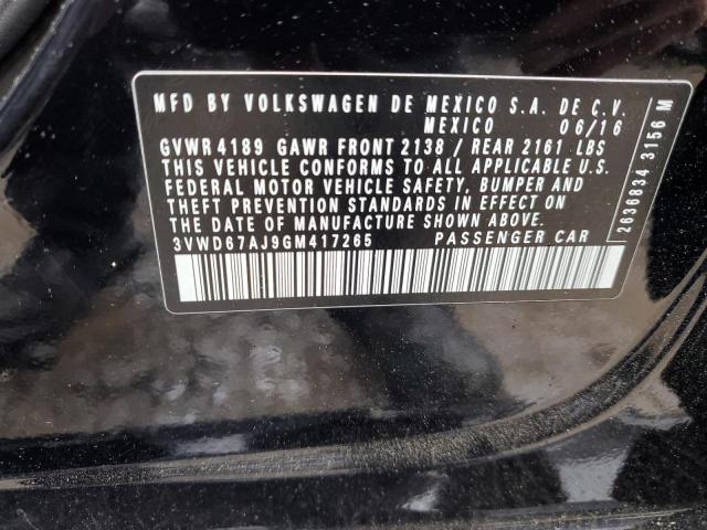 2016 VOLKSWAGEN JETTA SE 3VWD67AJ9GM417265