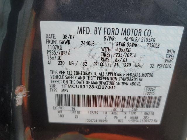 2008 Ford Escape Xlt VIN: 1FMCU93128KB27001 Lot: 52681844