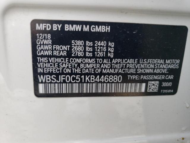 VIN WBSJF0C51KB446880 2019 BMW M5 no.12