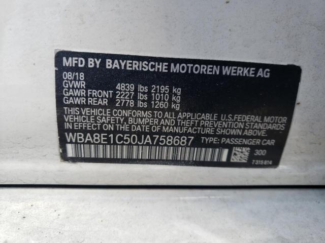 2018 BMW 330E VIN: WBA8E1C50JA758687 Lot: 56888434