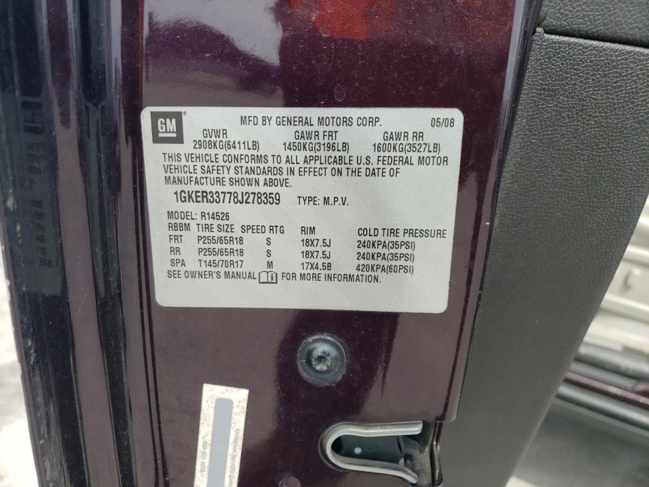 1GKER33778J278359 2008 GMC Acadia Slt-2