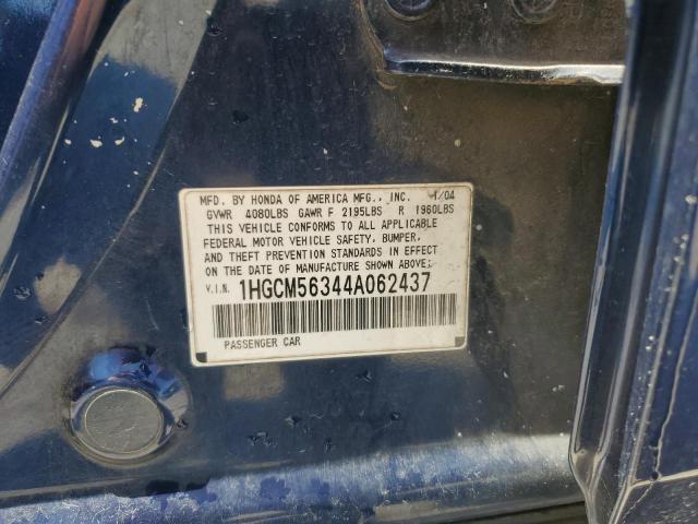 2004 Honda Accord Lx VIN: 1HGCM56344A062437 Lot: 53938214