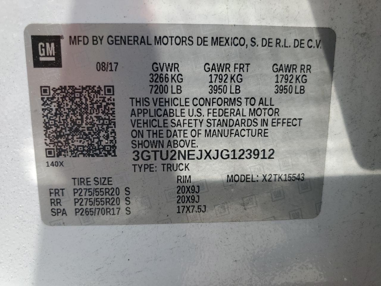 3GTU2NEJXJG123912 2018 GMC Sierra K1500 Slt