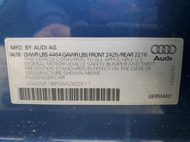 2006 Audi A3 2.0 Premium VIN: WAUNF78P26A002511 Lot: 54453114