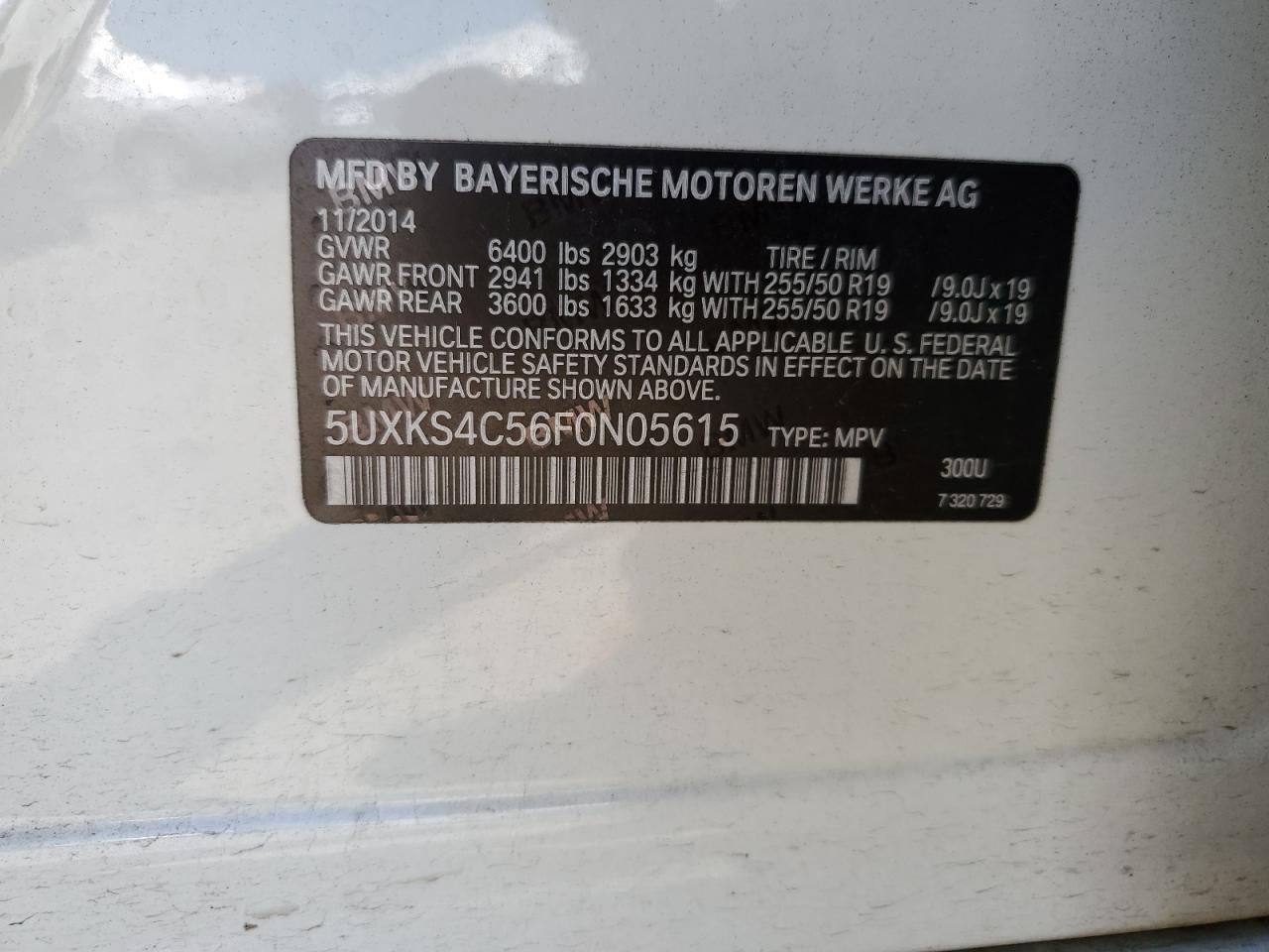 5UXKS4C56F0N05615 2015 BMW X5 xDrive35D