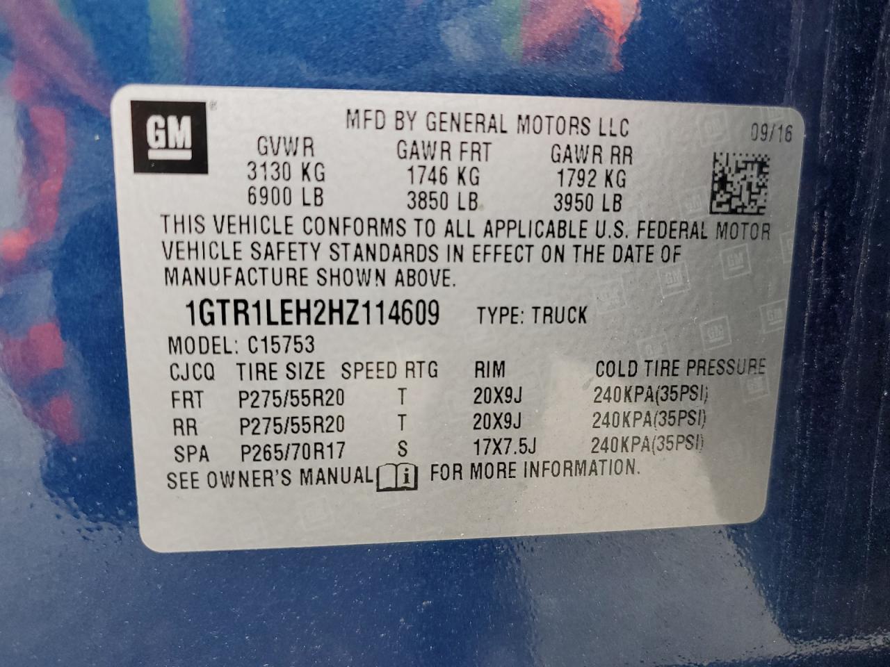 1GTR1LEH2HZ114609 2017 GMC Sierra C1500