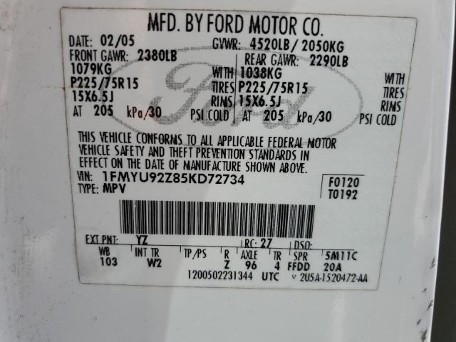 2005 Ford Escape Xls VIN: 1FMYU92Z85KD72734 Lot: 53633494