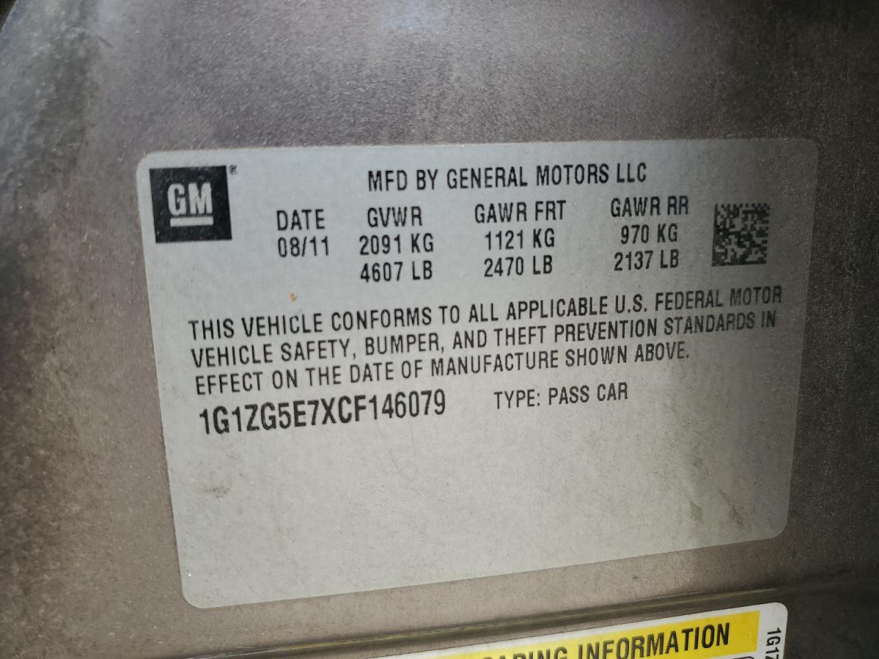 1G1ZG5E7XCF146079 2012 Chevrolet Malibu Ltz