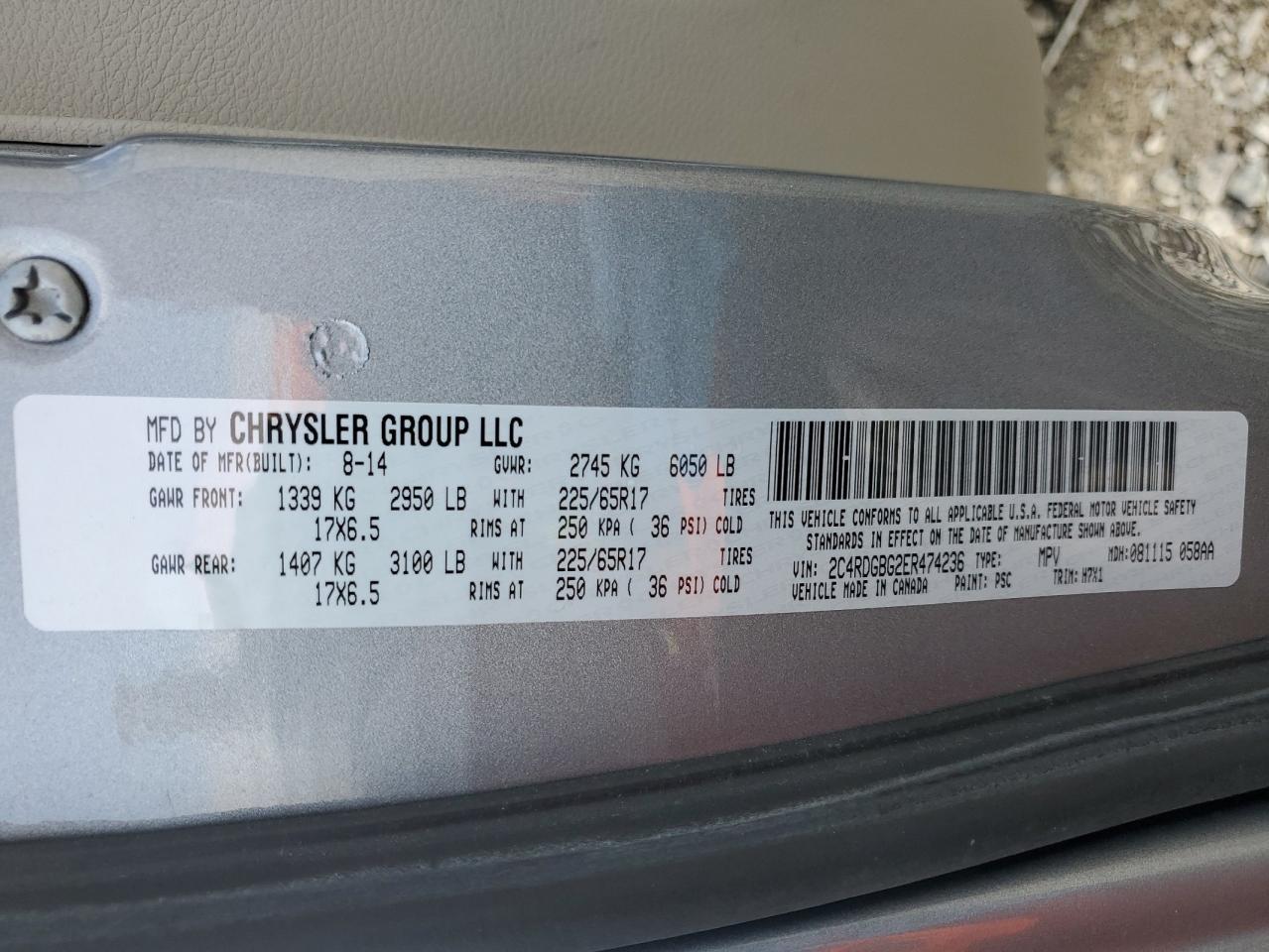 2C4RDGBG2ER474236 2014 Dodge Grand Caravan Se