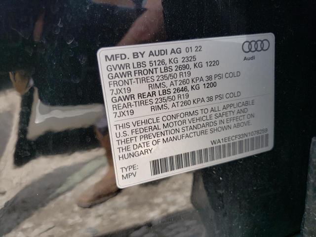 2022 Audi Q3 Premium Plus S Line 45 VIN: WA1EECF33N1078259 Lot: 55005634