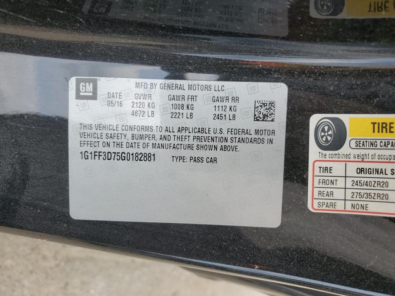 2016 Chevrolet Camaro Ss vin: 1G1FF3D75G0182881