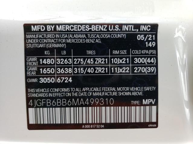 2021 MERCEDES-BENZ GLE AMG 53 4JGFB6BB6MA499310