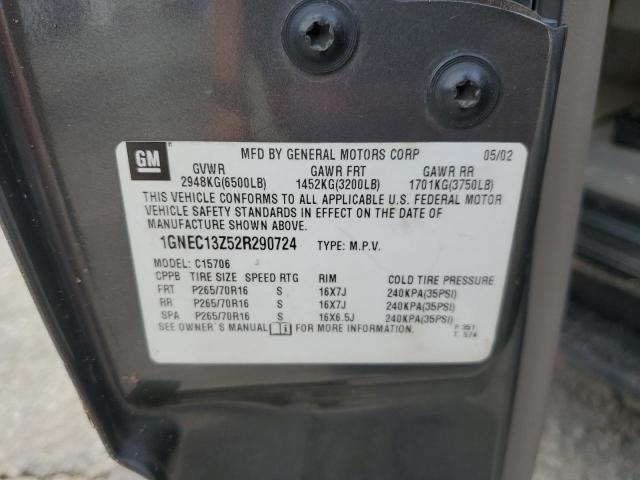 2002 Chevrolet Tahoe C1500 VIN: 1GNEC13Z52R290724 Lot: 53243384