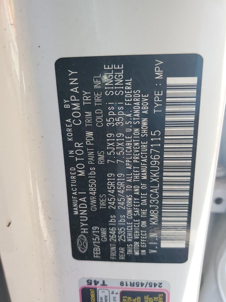 KM8J3CALXKU967115 2019 Hyundai Tucson Limited