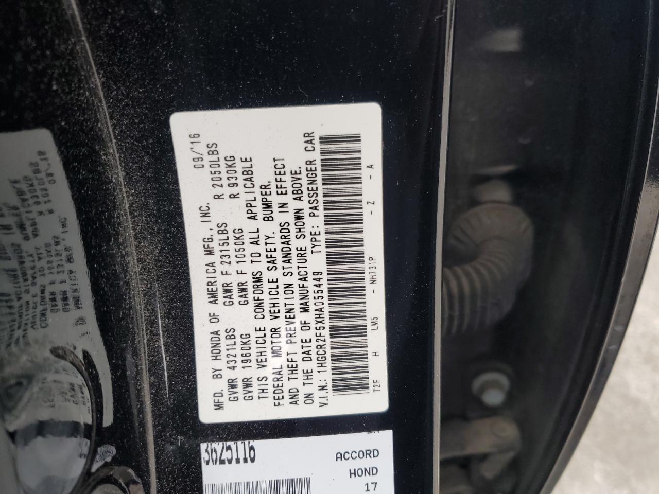 1HGCR2F5XHA055449 2017 Honda Accord Sport