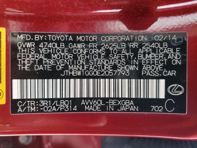 2014 Lexus Es 300H VIN: JTHBW1GG0E2057793 Lot: 54835974