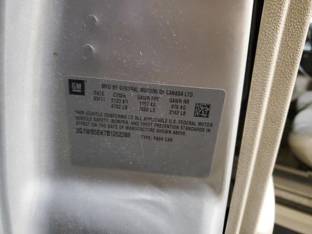 2011 Chevrolet Impala Lt VIN: 2G1WB5EK7B1252386 Lot: 57158904