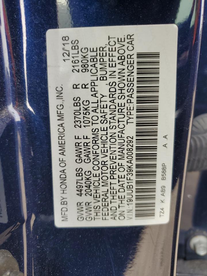 19UUB1F39KA008292 2019 Acura Tlx