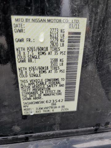 2011 Nissan Pathfinder S VIN: 5N1AR1NB5BC623542 Lot: 53342444