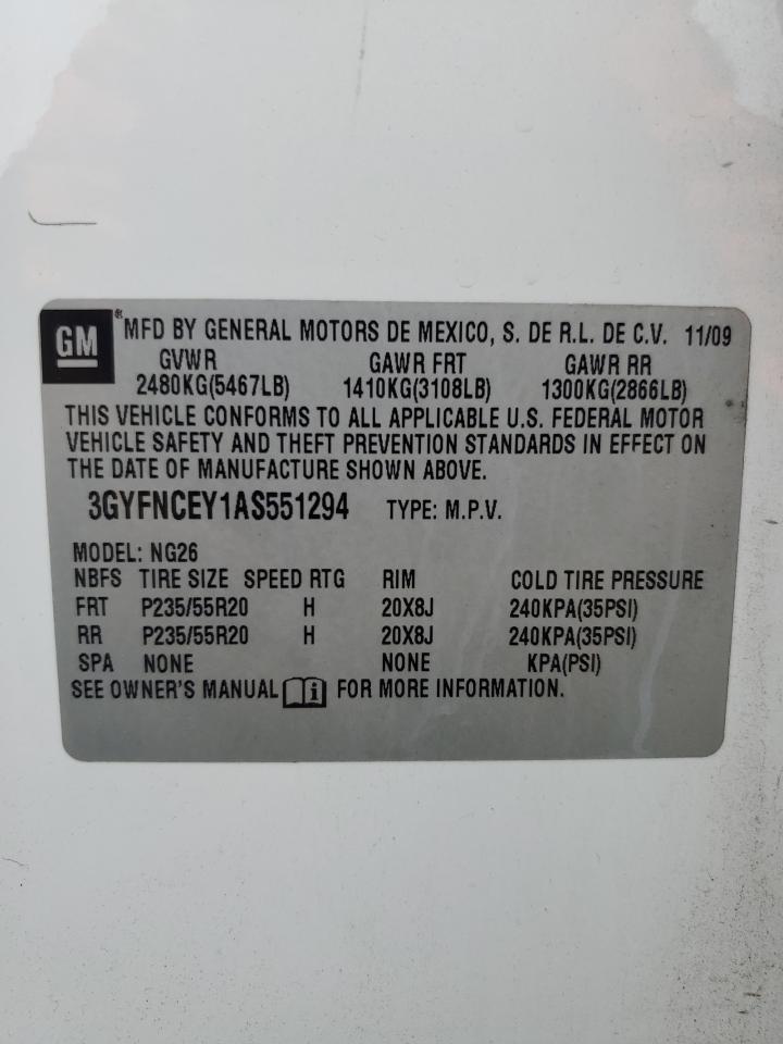 3GYFNCEY1AS551294 2010 Cadillac Srx Premium Collection