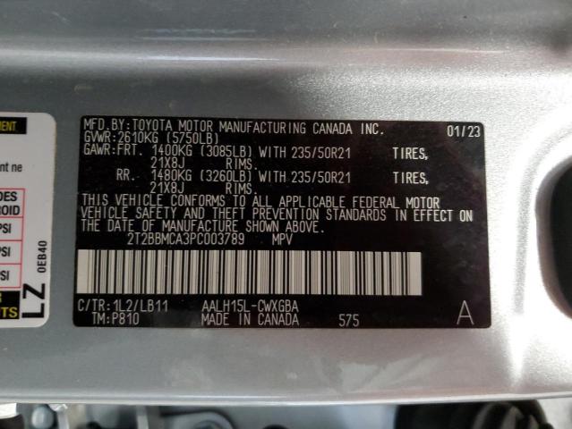 2023 Lexus Rx 350H Base VIN: 2T2BBMCA3PC003789 Lot: 54011604