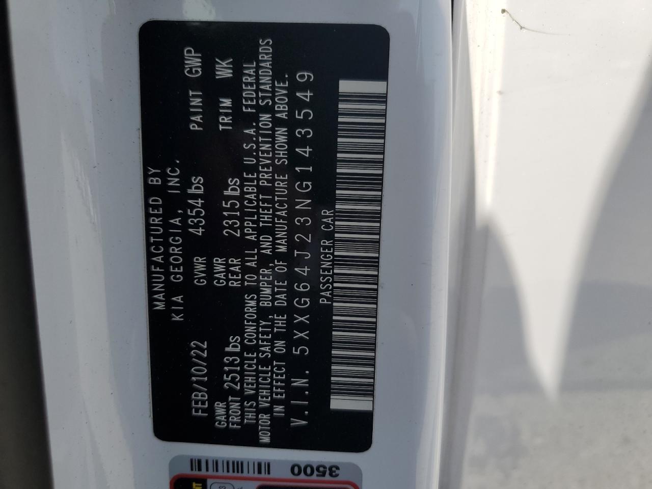 5XXG64J23NG143549 2022 Kia K5 Gt Line