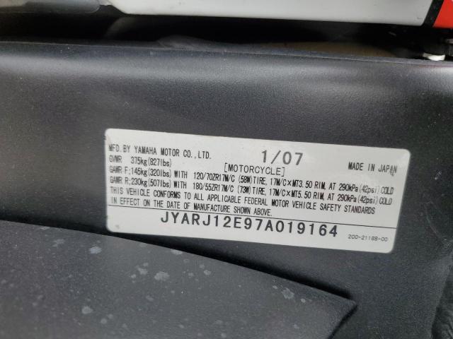 2007 YAMAHA YZFR6 L JYARJ12E97A019164