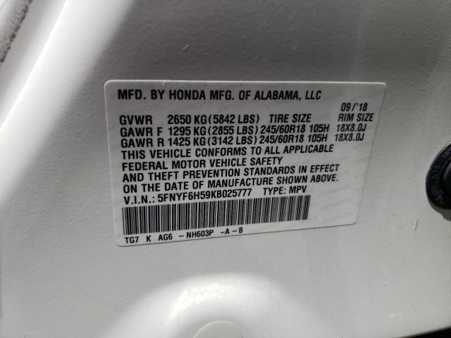 2019 Honda Pilot Exl VIN: 5FNYF6H59KB025777 Lot: 56054484