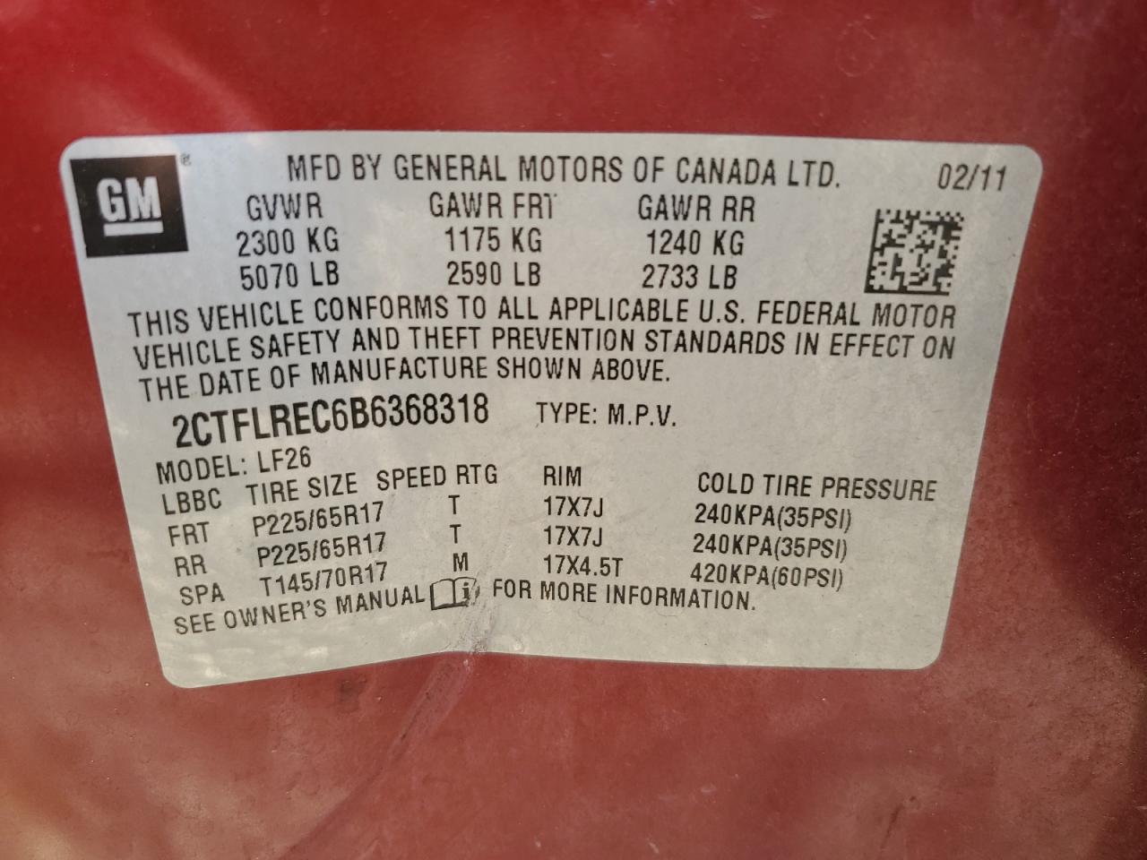 2CTFLREC6B6368318 2011 GMC Terrain Sle