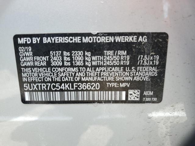 VIN 5UXTR7C54KLF36620 2019 BMW X3, Sdrive30I no.13