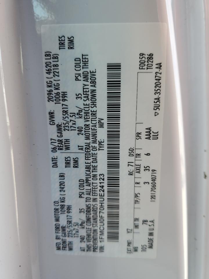 1FMCU0F70HUE24123 2017 Ford Escape S