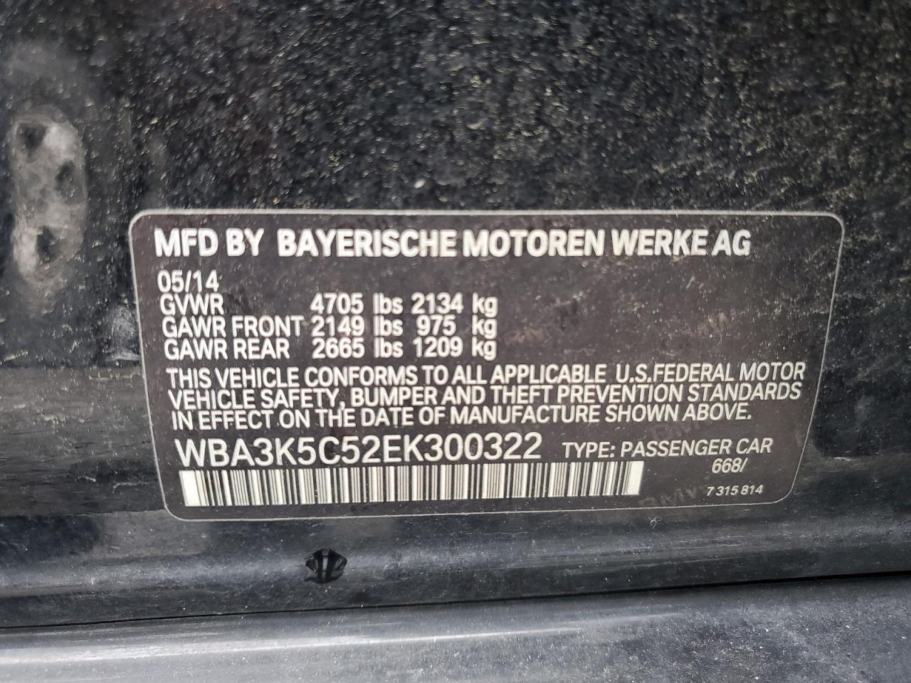 WBA3K5C52EK300322 2014 BMW 328 D xDrive
