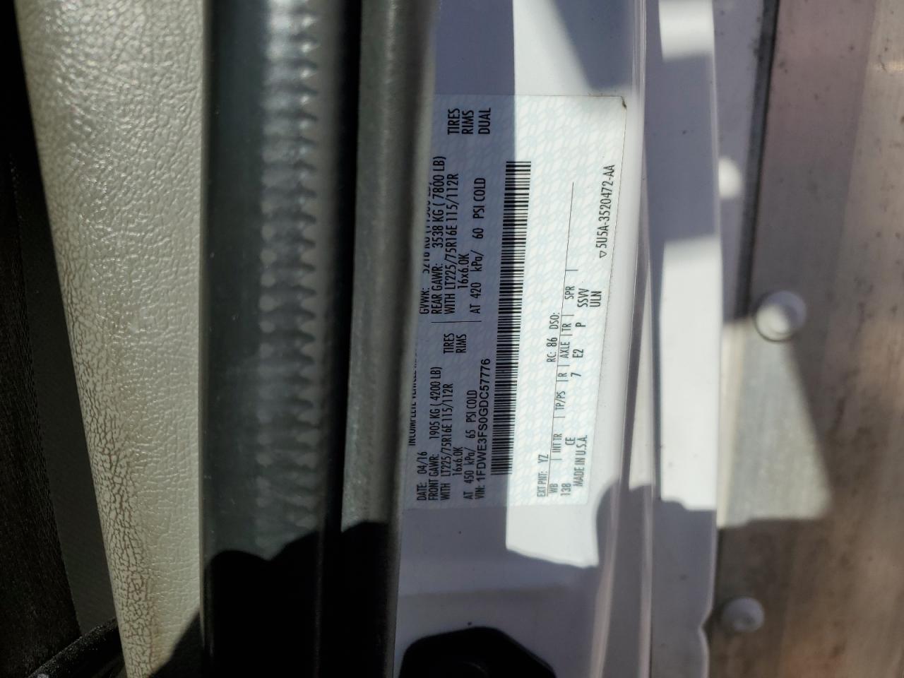 1FDWE3FS0GDC57776 FORD ALL Models 2016