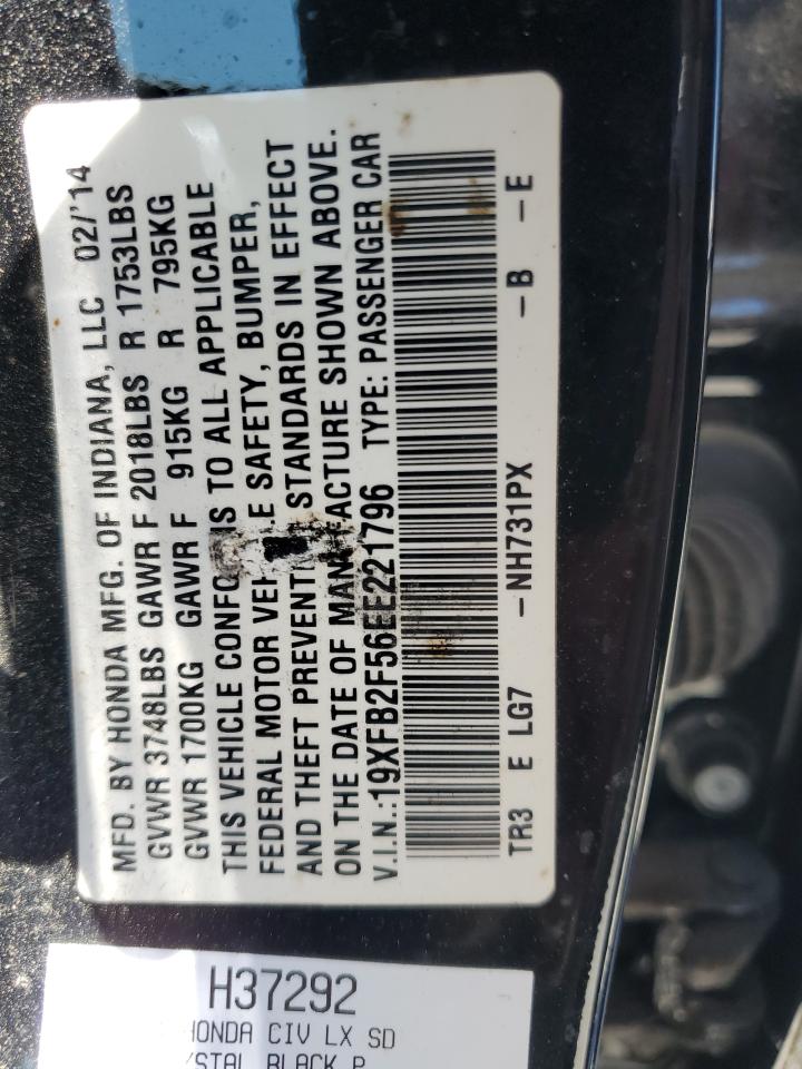 19XFB2F56EE221796 2014 Honda Civic Lx