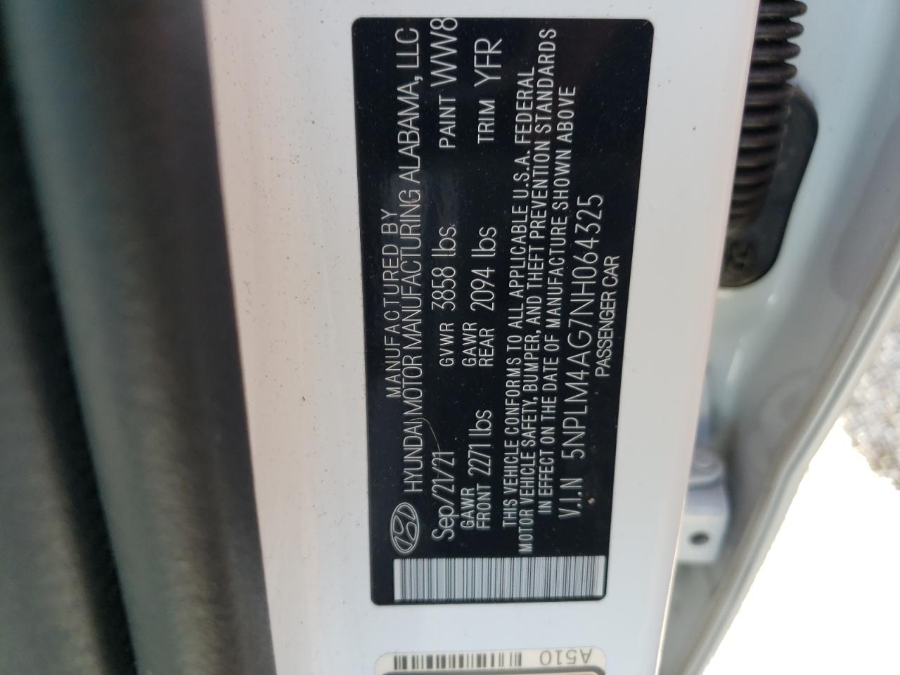 5NPLM4AG7NH064325 2022 Hyundai Elantra Sel