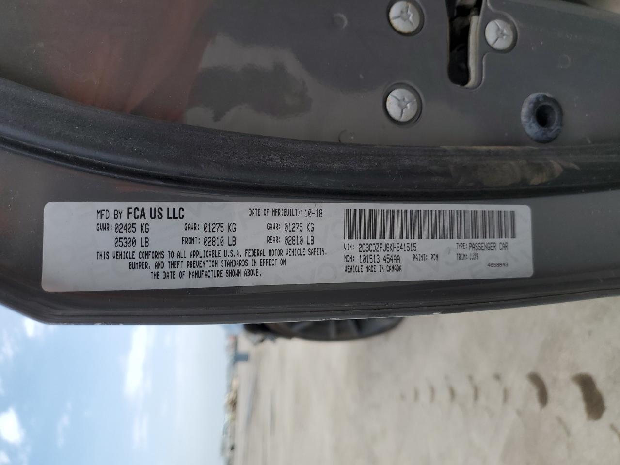 2C3CDZFJ6KH541515 2019 Dodge Challenger R/T Scat Pack