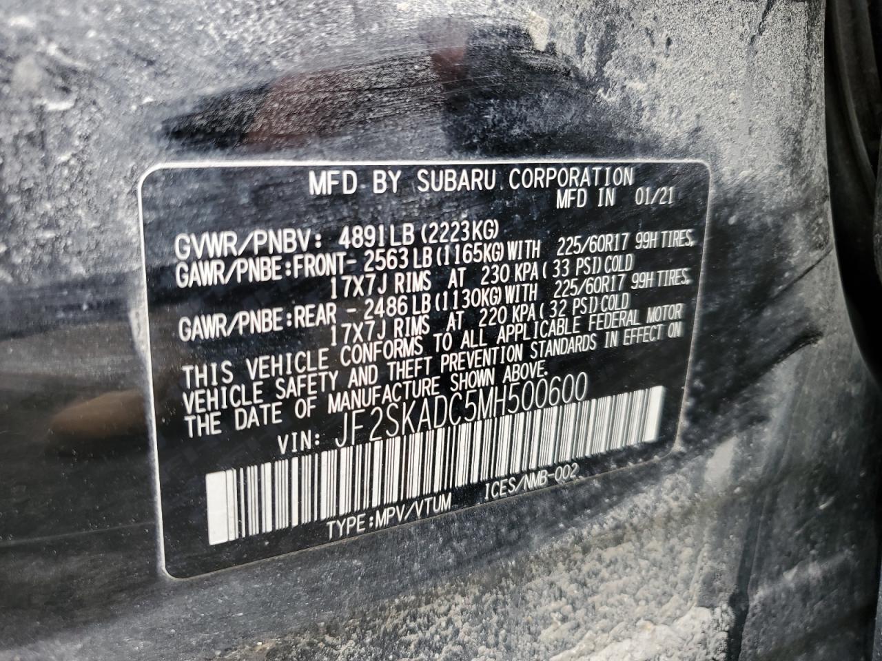 JF2SKADC5MH500600 2021 Subaru Forester