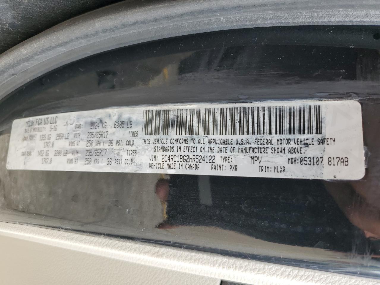 2C4RC1BG2HR524122 2017 Chrysler Pacifica Touring L