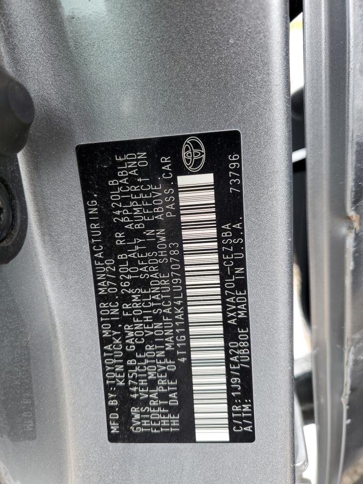 4T1G11AK4LU970783 2020 Toyota Camry Se