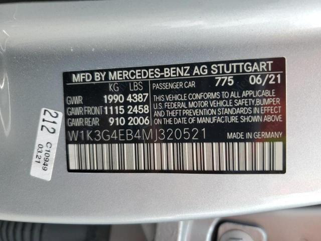 2021 Mercedes-Benz A 220 VIN: W1K3G4EB4MJ320521 Lot: 54832534