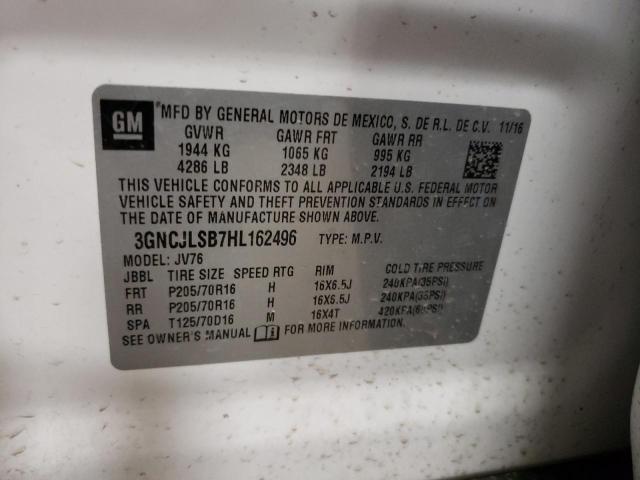 2017 Chevrolet Trax 1Lt VIN: 3GNCJLSB7HL162496 Lot: 54004024