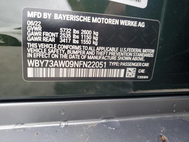 2022 BMW I4 Edrive 40 VIN: WBY73AW09NFN22051 Lot: 55235754