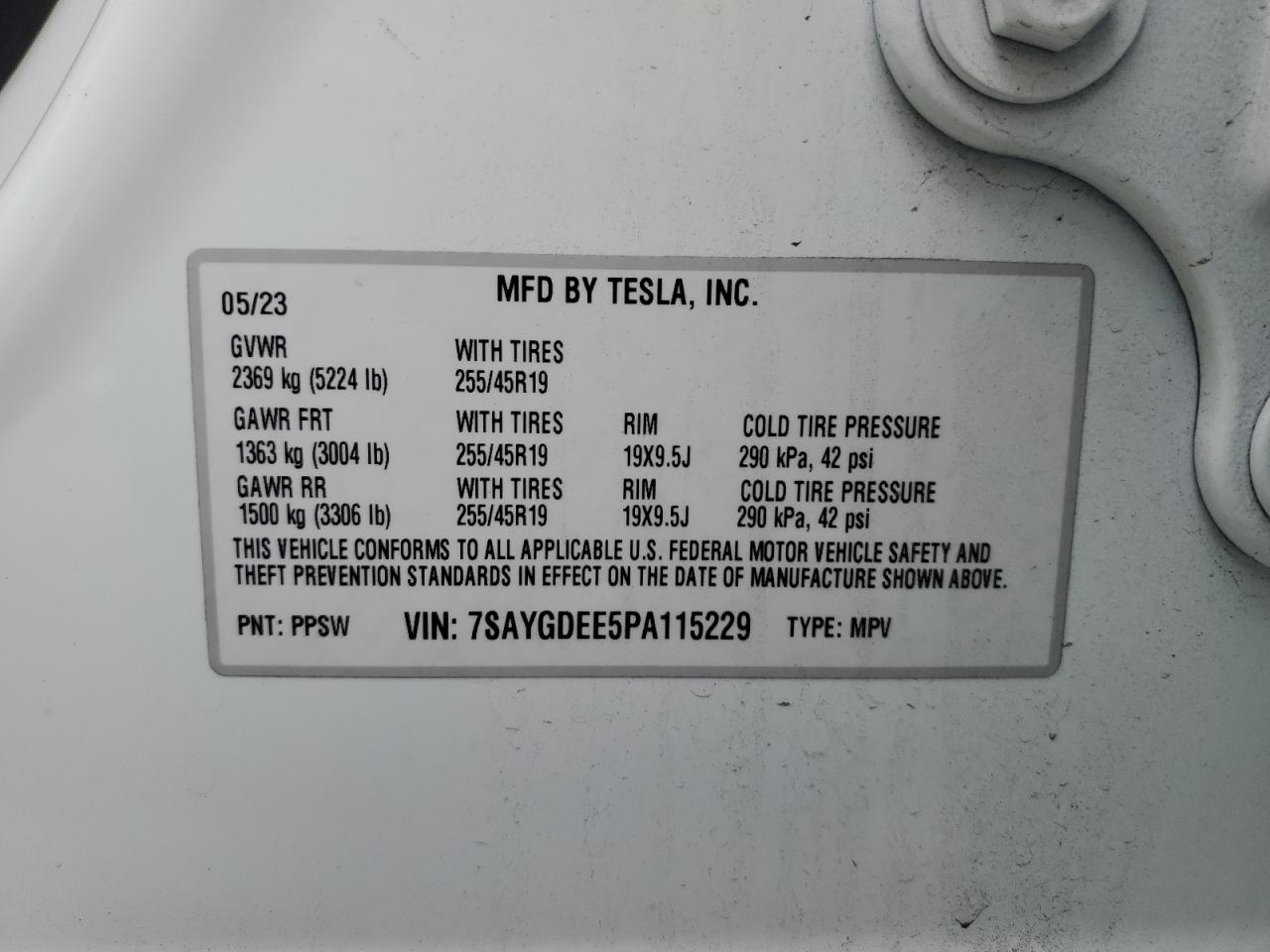 7SAYGDEE5PA115229 2023 Tesla Model Y