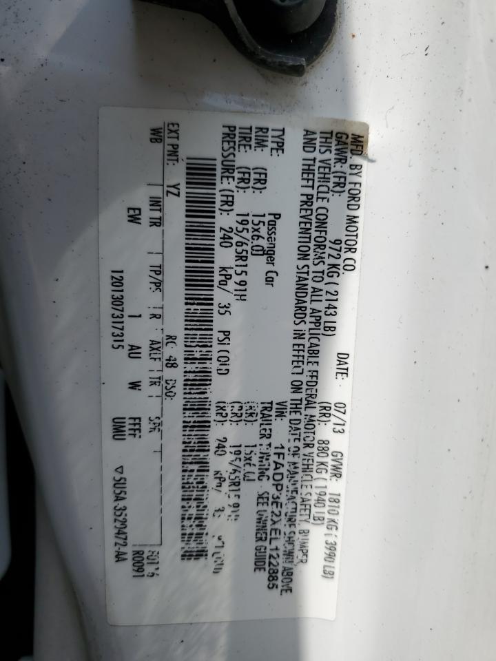 1FADP3E2XEL122885 2014 Ford Focus S