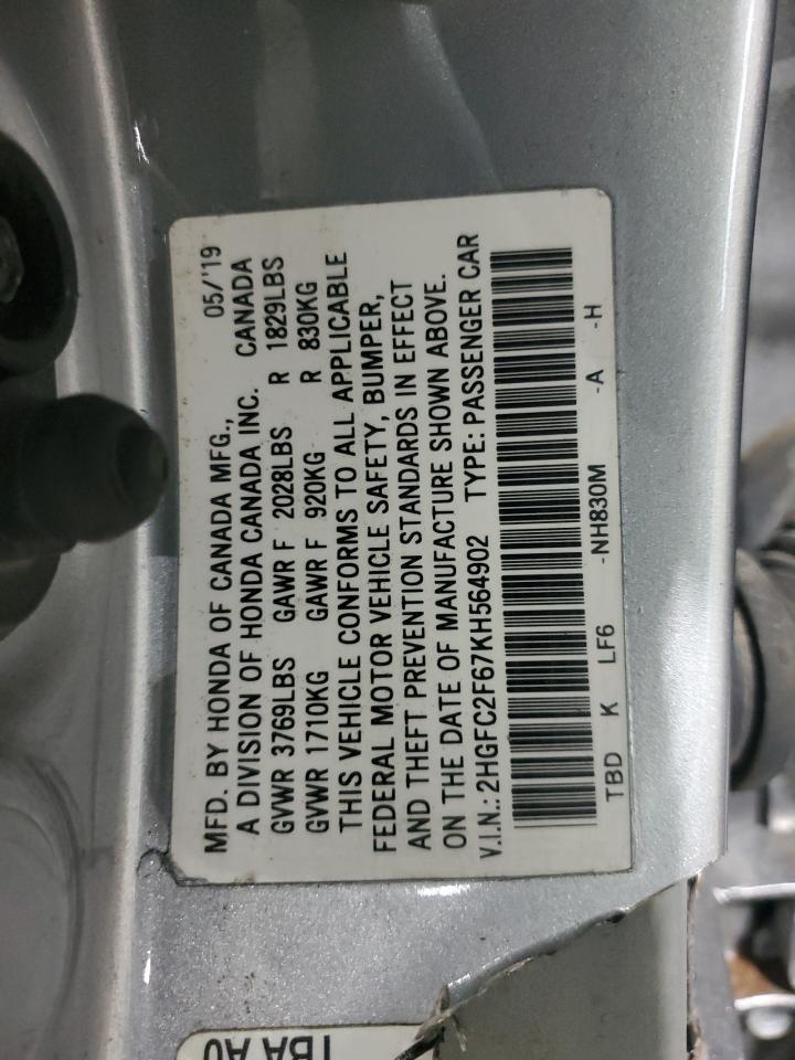 2HGFC2F67KH564902 2019 Honda Civic Lx