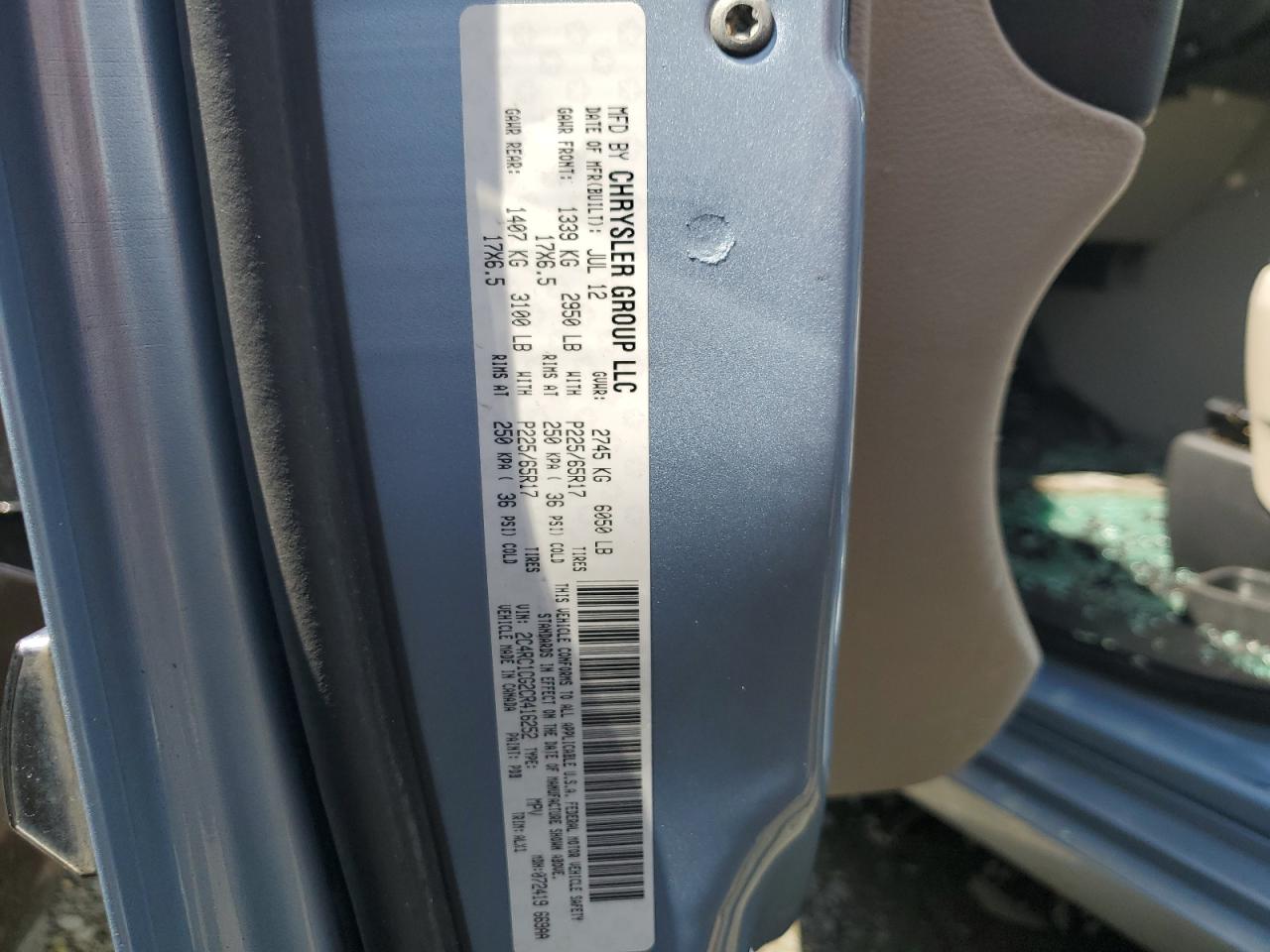 2C4RC1CG2CR416252 2012 Chrysler Town & Country Touring L