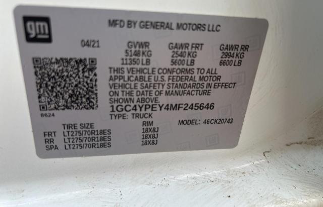 2021 Chevrolet Silverado K2500 Heavy Duty Ltz VIN: 1GC4YPEY4MF245646 Lot: 57357274